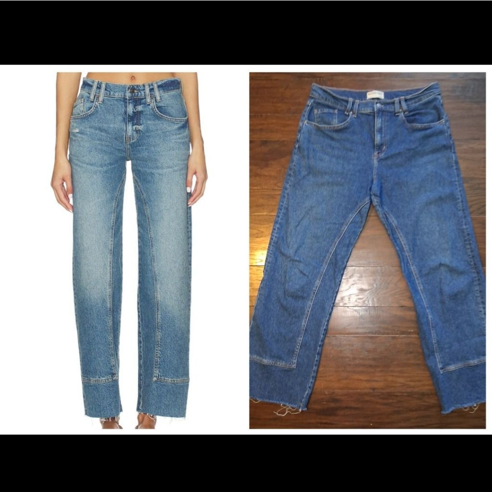 Free People Straight Leg Jeans in Medium Blue Wash